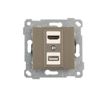 Rita - Розетка HDMI + USB Type A, для передачи данных, антрацит