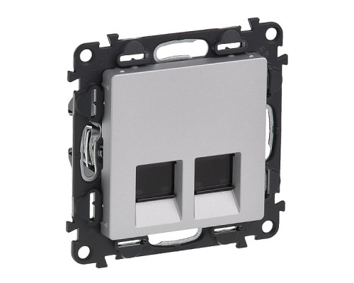Valena Life - Розетка 2хRJ-45 UTP CAT5E, алюминий (инд. упаковка)