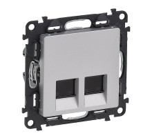 Valena Life - Розетка 2хRJ-45 UTP CAT6, алюминий (инд. упаковка)