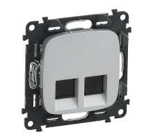 Valena Allure - Розетка 2хRJ-45 UTP CAT6, алюминий (инд. упаковка)