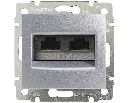 Valena - Розетка 2хRJ-45 FTP CAT6 монтаж на винтах, алюминий