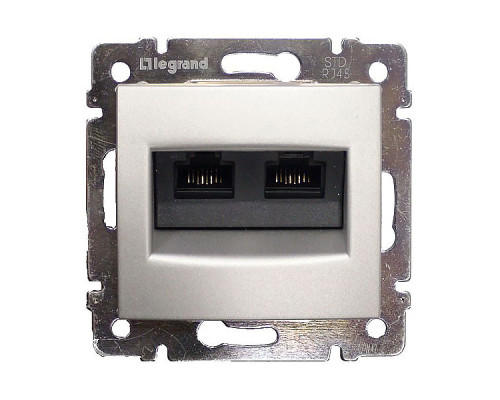 Valena - Розетка 2хRJ-45 UTP CAT6 монтаж на захватах, алюминий