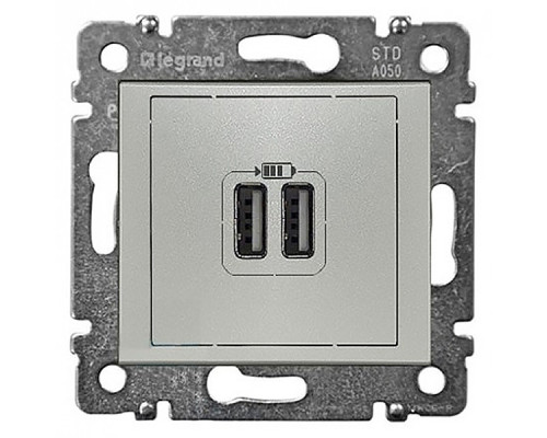 Valena - Розетка с 2-мя коннекторами USB, алюминий