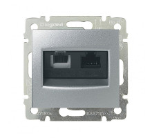 Valena - Розетка двойная RJ 45 кат. 5е UTP + RJ 11, алюминий