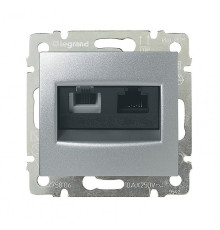 Valena - Розетка двойная RJ 45 кат. 5е UTP + RJ 11, алюминий