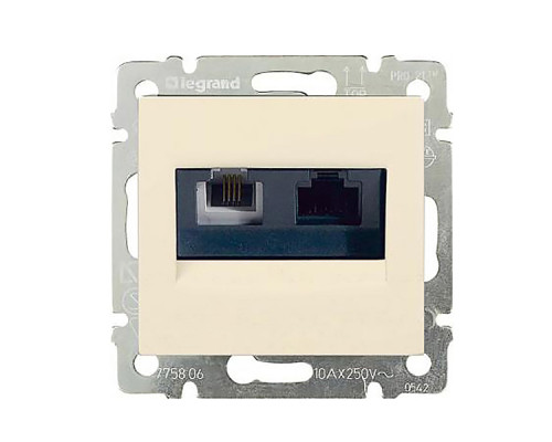 Valena - Розетка двойная RJ 45 кат. 5е UTP + RJ 11, сл.кость