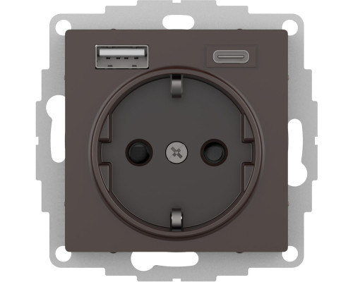 ATLASDESIGN РОЗЕТКА 16А c 2 USB A+C, 5В/2,4А/3,0А, 2х5В/1,5А, механизм, МОККО