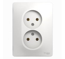 Розетка 2-местная, без заземления без шторок с рамкой Schneider Electric Glossa GSL000120 Белый - GS