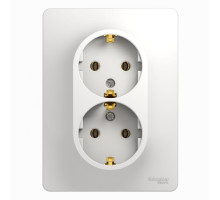 Розетка 2-местная, с заземлением без шторок с рамкой Schneider Electric Glossa GSL000124 Белый - GSL