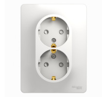 Розетка 2-местная, с заземлением со шторками с рамкой Schneider Electric Glossa GSL000126 Белый - GS