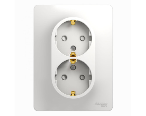 Розетка 2-местная, с заземлением со шторками с рамкой Schneider Electric Glossa GSL000126 Белый - GS