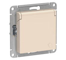 Розетка с заземлением со шторками с крышкой Schneider Electric AtlasDesign ATN000246 Бежевый - ATN00