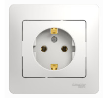 Розетка с заземлением без шторок с рамкой Schneider Electric Glossa GSL000142 Белый - GSL000142