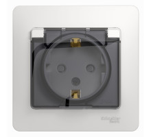 Розетка с заземлением со шторками с крышкой с рамкой влагозащищенная Schneider Electric Glossa GSL00
