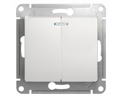 Выключатель 2-клавишный, с подсветкой Schneider Electric Glossa GSL000153 Белый - GSL000153