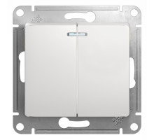 Выключатель 2-клавишный, с подсветкой Schneider Electric Glossa GSL000153 Белый - GSL000153
