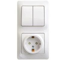 Розетка + 2-клавишный выключатель Schneider Electric Glossa GSL000174 Белый - GSL000174