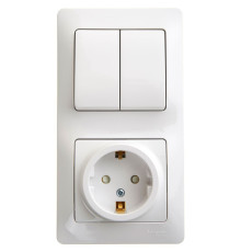 Розетка + 2-клавишный выключатель Schneider Electric Glossa GSL000174 Белый - GSL000174