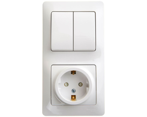 Розетка + 2-клавишный выключатель Schneider Electric Glossa GSL000174 Белый - GSL000174