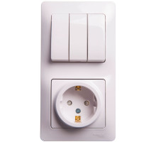 Розетка + 3-клавишный выключатель Schneider Electric Glossa GSL000178 Белый - GSL000178