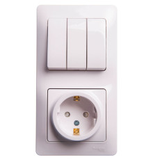 Розетка + 3-клавишный выключатель Schneider Electric Glossa GSL000178 Белый - GSL000178