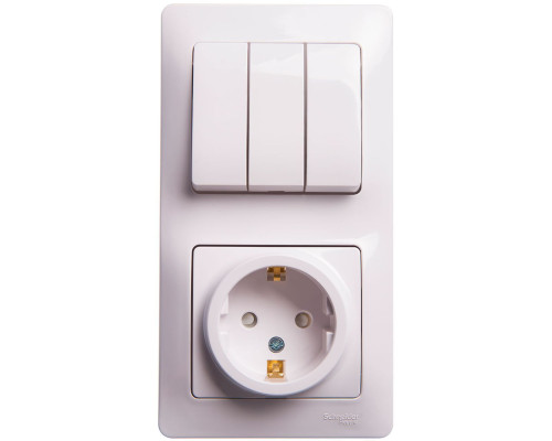 Розетка + 3-клавишный выключатель Schneider Electric Glossa GSL000178 Белый - GSL000178