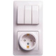 Розетка + 3-клавишный выключатель Schneider Electric Glossa GSL000178 Белый - GSL000178