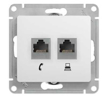 Розетка телефонная + компьютерная Schneider Electric Glossa GSL000185 Белый - GSL000185