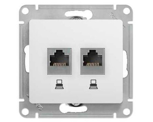 Розетка двойнаякомпьютерная, RJ45+RJ45, кат.5E Schneider Electric Glossa GSL000185KK Белый - GSL0001
