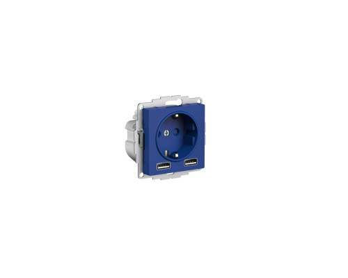 Розетка 16А c 2 USB A+A, 5В/2,4А, 2х5В/1,2А, механизм, Аквамарин AtlasDesign ATN001130 | арт.ATN001130