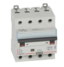 DX3 4P 10A тип АС 30мA 6kA 4М Дифф. авт. выкл.