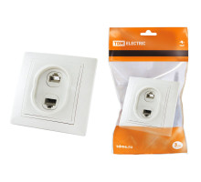 Розетка телефонная RJ11 + компьютерная RJ45 белая "Таймыр" TDM