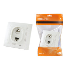 Розетка телефонная RJ11 + компьютерная RJ45 белая "Таймыр" TDM