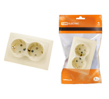 Розетка двойная 2П+З с защ. шт. 16А 250В сл. кость "Таймыр" TDM