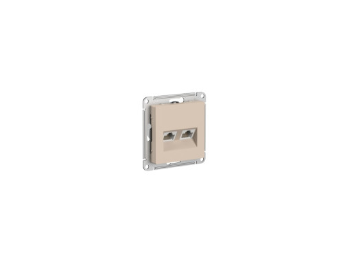 Розетка двойная компьютерная RJ45+RJ45, кат.5Е, механизм, Песочный AtlasDesign ATN001285 | арт.ATN001285