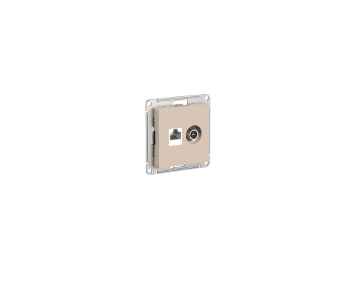Розетка двойная ТВ + компьютерная RJ45, кат. 5Е, Песочный AtlasDesign ATN001289 | арт.ATN001289