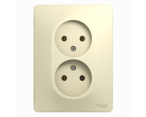Розетка 2-местная, без заземления без шторок с рамкой Schneider Electric Glossa GSL000220 Бежевый -