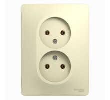 Розетка 2-местная, без заземления без шторок с рамкой Schneider Electric Glossa GSL000220 Бежевый -