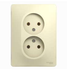 Розетка 2-местная, без заземления без шторок с рамкой Schneider Electric Glossa GSL000220 Бежевый -