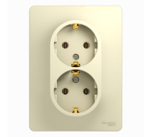 Розетка 2-местная, с заземлением без шторок с рамкой Schneider Electric Glossa GSL000224 Бежевый - G