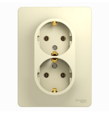 Розетка 2-местная, с заземлением без шторок с рамкой Schneider Electric Glossa GSL000224 Бежевый - G