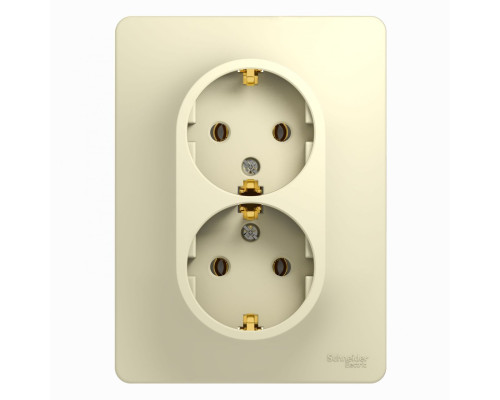 Розетка 2-местная, с заземлением без шторок с рамкой Schneider Electric Glossa GSL000224 Бежевый - G