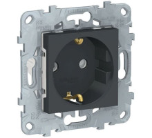 NU503754 UNICA NEW розетка с заземлением, со шторками, винт. зажим, 16 А, 250 В, Антрацит - NU503754