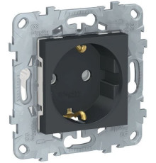 NU503754 UNICA NEW розетка с заземлением, со шторками, винт. зажим, 16 А, 250 В, Антрацит - NU503754