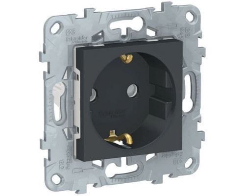 NU503754 UNICA NEW розетка с заземлением, со шторками, винт. зажим, 16 А, 250 В, Антрацит - NU503754