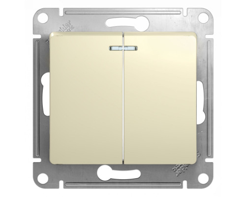 Выключатель 2-клавишный, с подсветкой Schneider Electric Glossa GSL000253 Бежевый - GSL000253