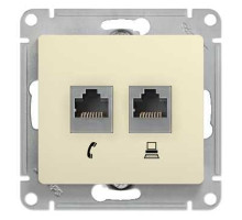 Розетка телефонная + компьютерная Schneider Electric Glossa GSL000285 Бежевый - GSL000285