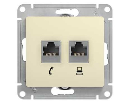 Розетка телефонная + компьютерная Schneider Electric Glossa GSL000285 Бежевый - GSL000285