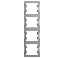 Рамка на 4 поста вертикальная Schneider Electric Glossa GSL000308 Алюминий - GSL000308