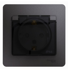 GSL001348 GLOSSA РОЗЕТКА с зазем. со шторками с крышкой,IP44,16А, 250В, в сборе,ГРАФИТ - GSL001348
